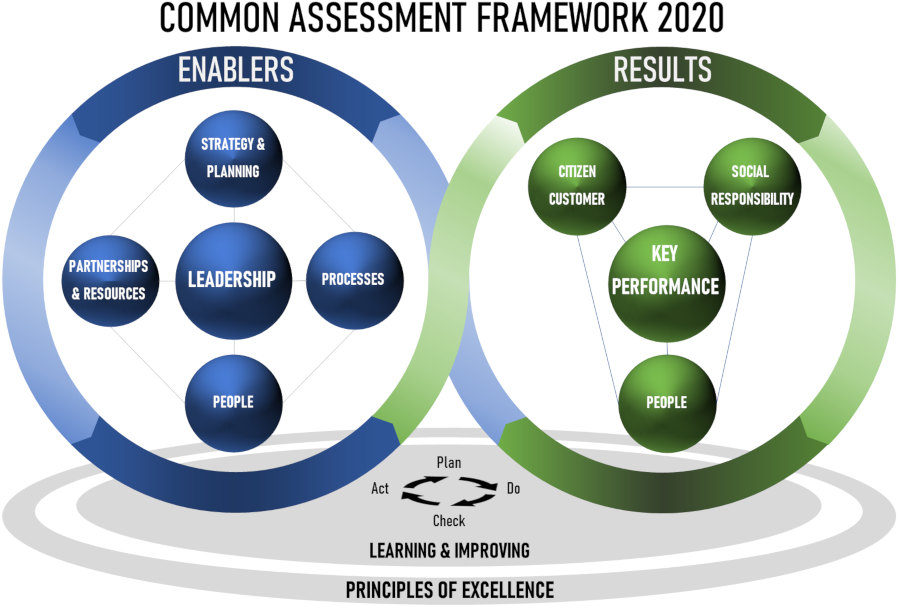 Grafik des Qualitätsmanagement-Tools "Common Assessment Framework 2020"