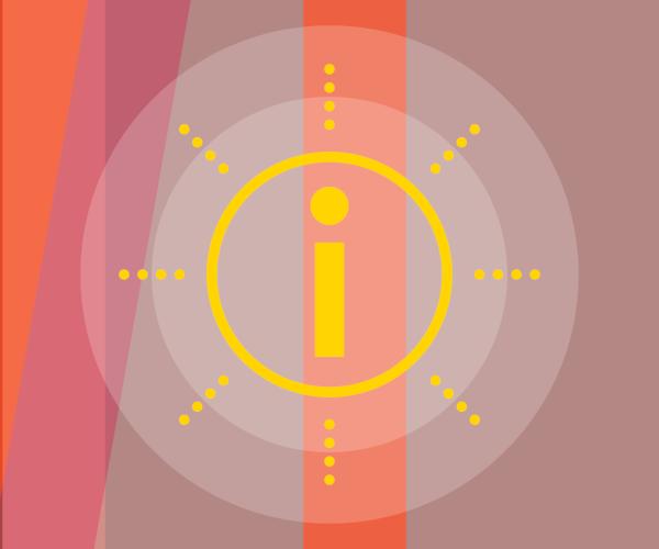 Sujet mit dem Buchstaben "i" in Gelb. Der Buchstabe ist von einem gelben Kreis umringt.