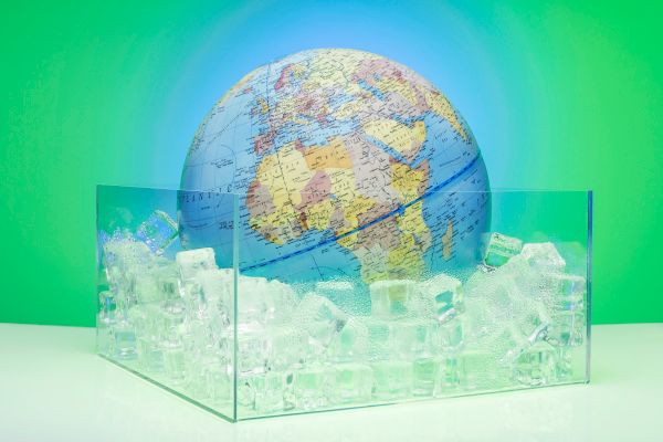 Globus in einem Eisbad