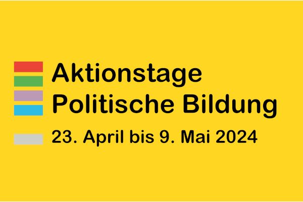 Sujet "Aktionstage Politische Bildung - 23. April bis 9. Mai 2024", gelber Hintergrund