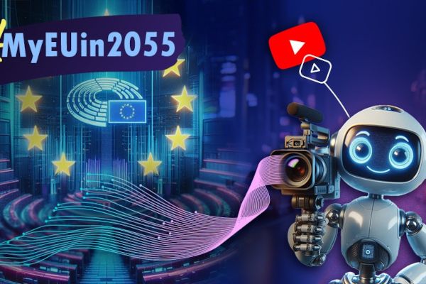 Sujet: Ein Roboter hält eine Filmkamera