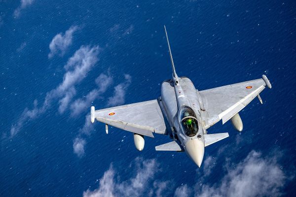 Spanischer Eurofighter auf einem Trainingsflug über Griechenland