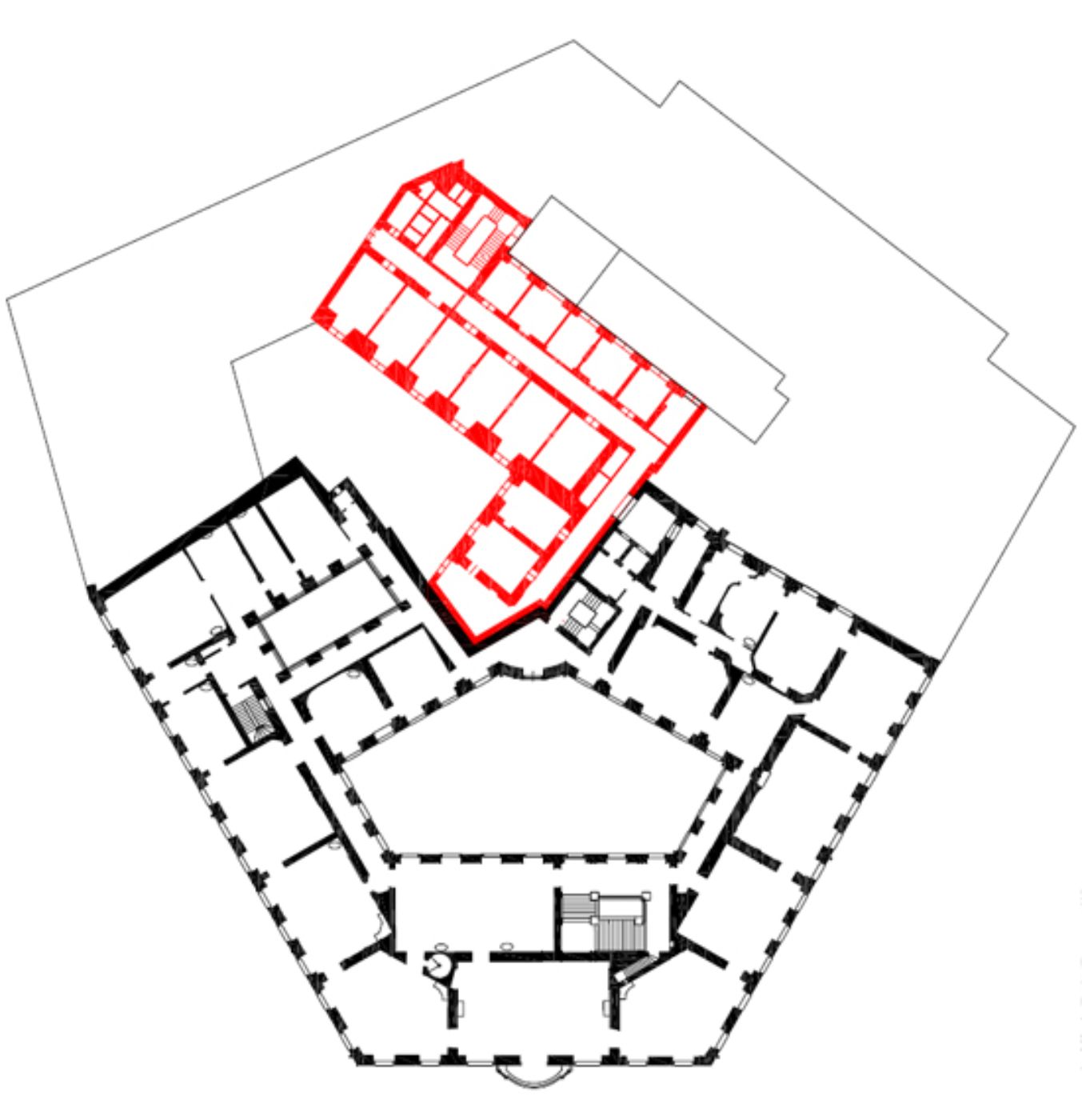 Plan: the extensions and modifications carried out under Metternich around 1828
