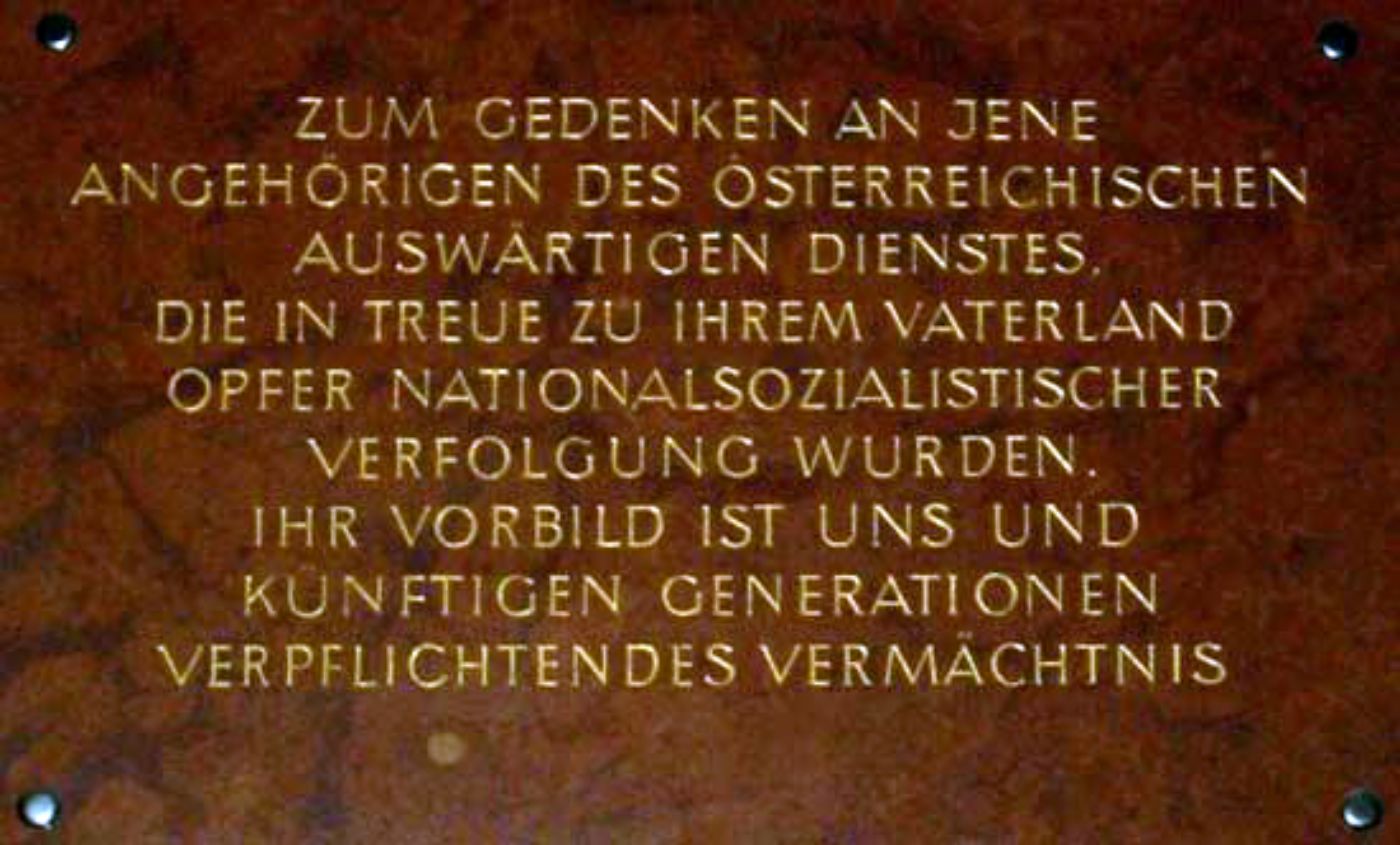 Commemorative plaque at the main staircase