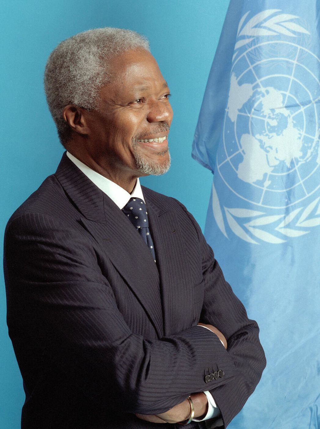 Portrait of Kofi Annan, Seventh Secretary-General of United Nations, appointed to a second term of office, beginning on 1 January 2002 and ending 31 December 2006