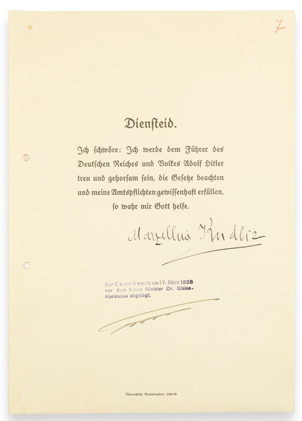 Oath of service 1938