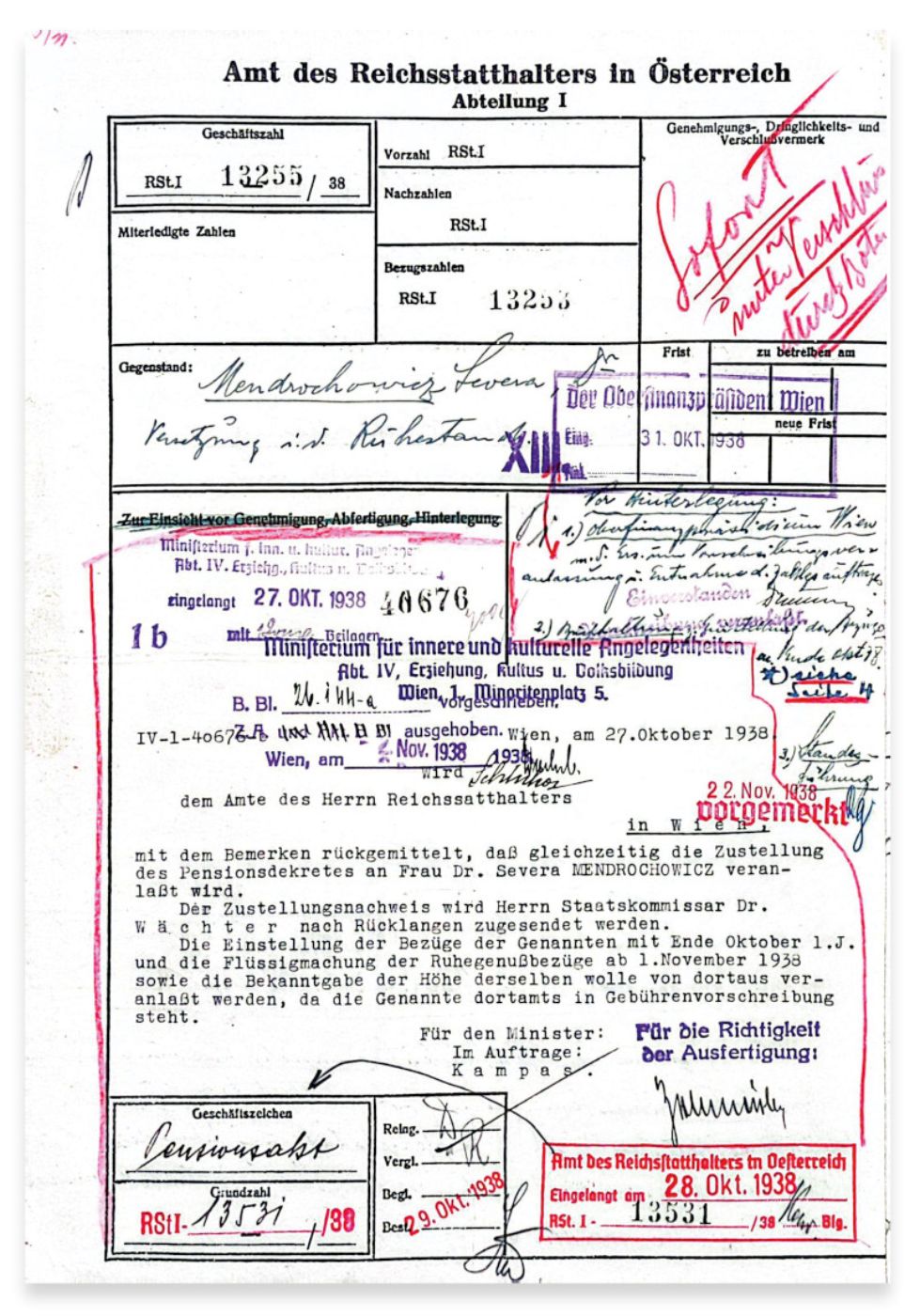 The file on the enforced retirement of Severa Mendrochowicz