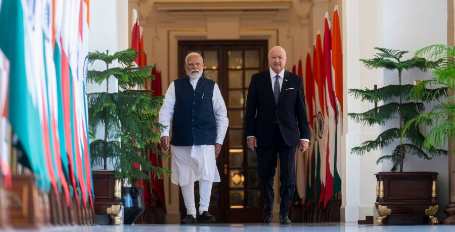 Bundeskanzler Christian Stocker und der Premierminister Indiens Narendra Modi