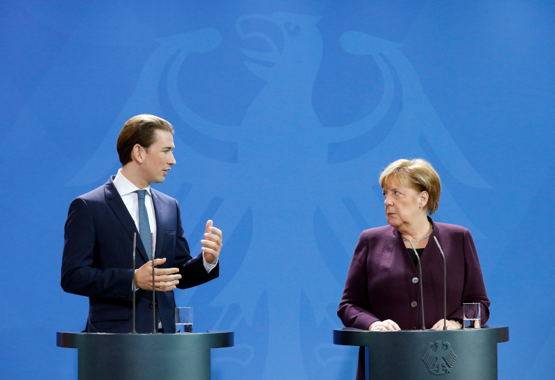 Bundeskanzler Sebastian Kurz, Bundeskanzlerin der Bundesrepublik Deutschland Angela Merkel