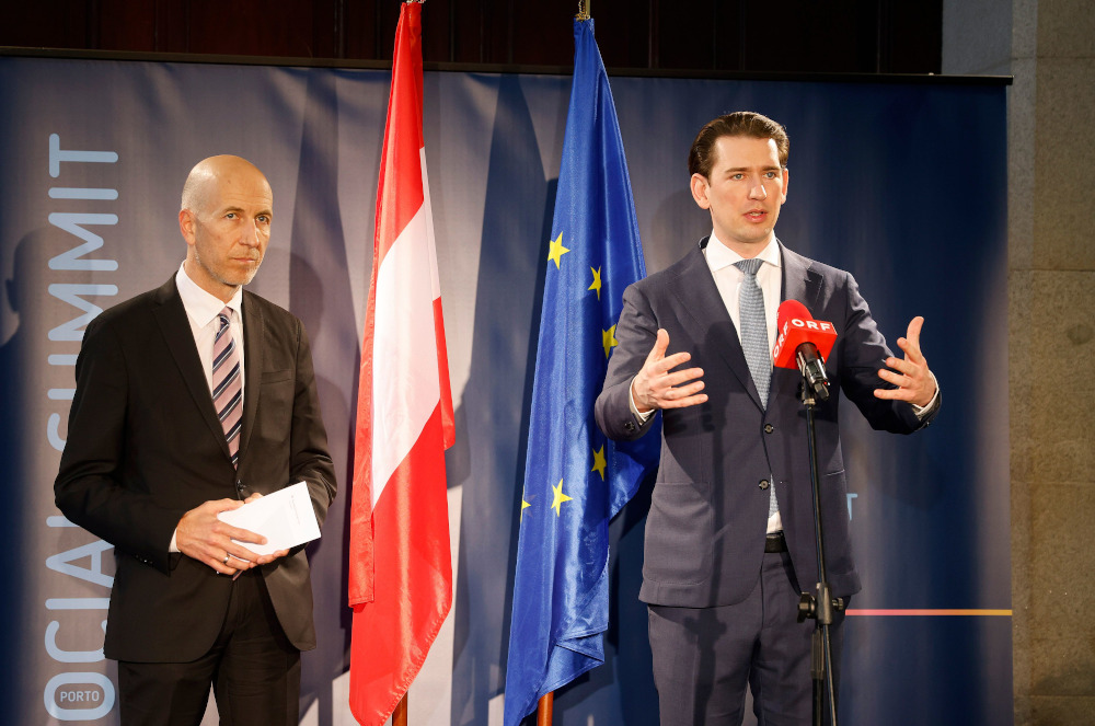 EU-Sozialgipfel in Portugal mit Bundesminister Martin Kocher und Bundeskanzler Sebastian Kurz