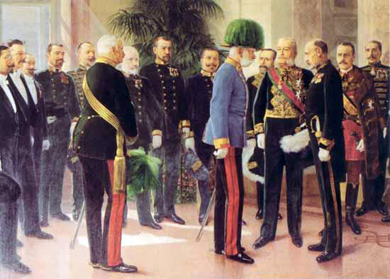 Kaiser Franz Joseph besucht das Haus-, Hof- und Staatsarchiv 