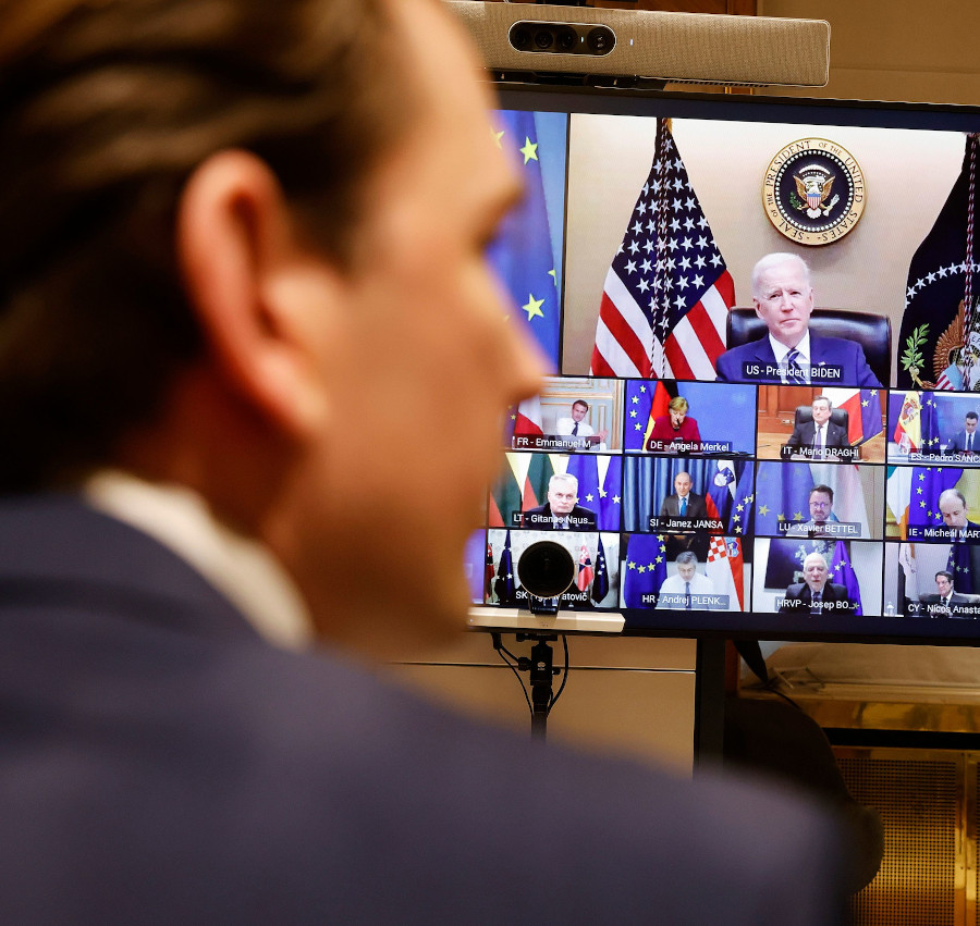 Videokonferenz mit dem US-amerikanischen Präsidenten Biden