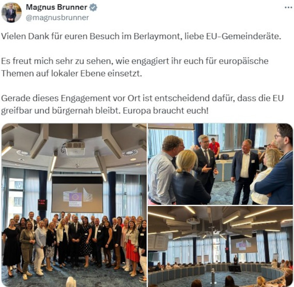 Tweet von Magnus Brunner, 15. Juli 2025