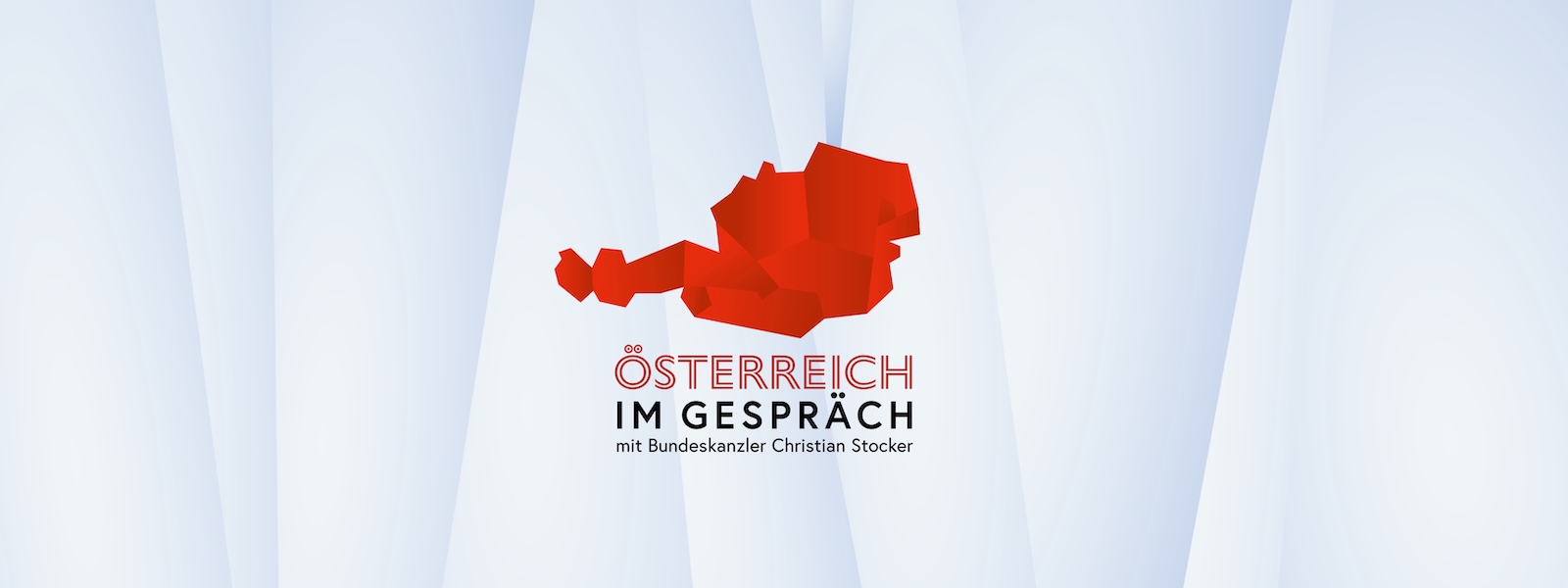 Österreich im Gespräch mit Bundeskanzler Christian Stocker, mit illustrierter Landkarte von Österreich.