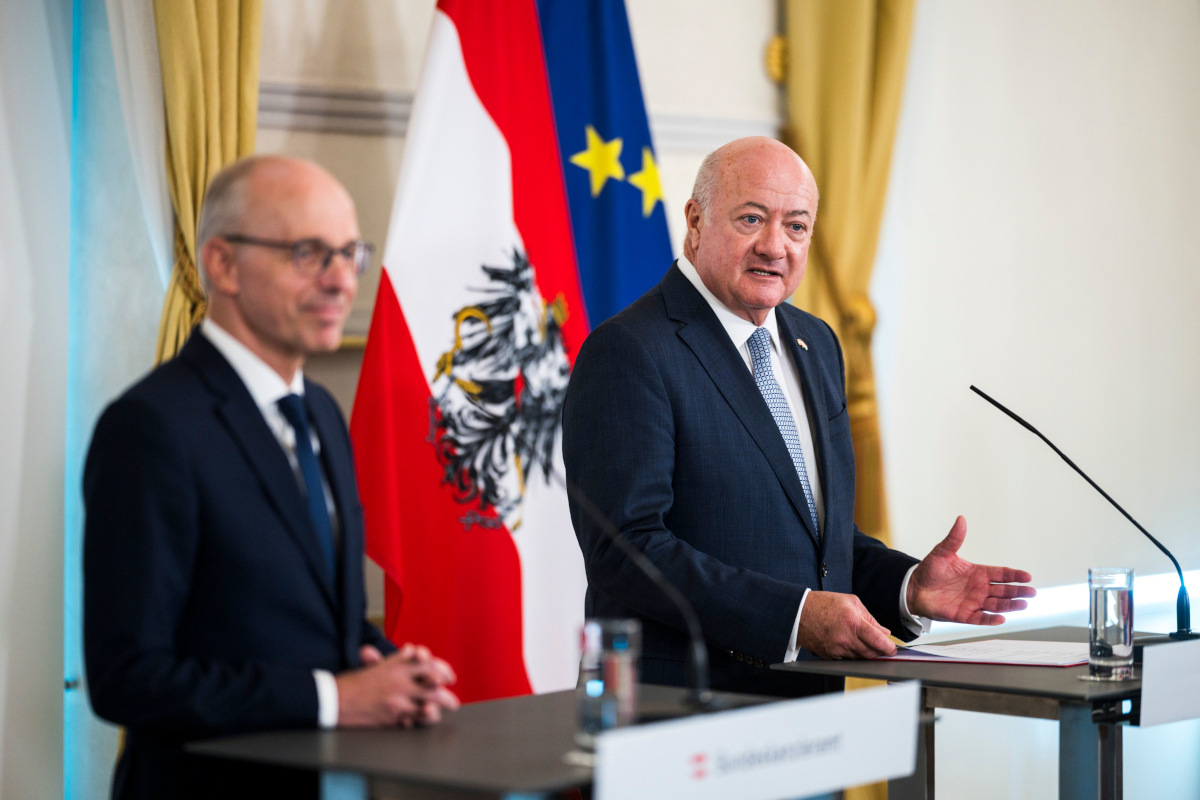 Premierminister Frieden bei Bundeskanzler Stocker bei der Pressekonferenz