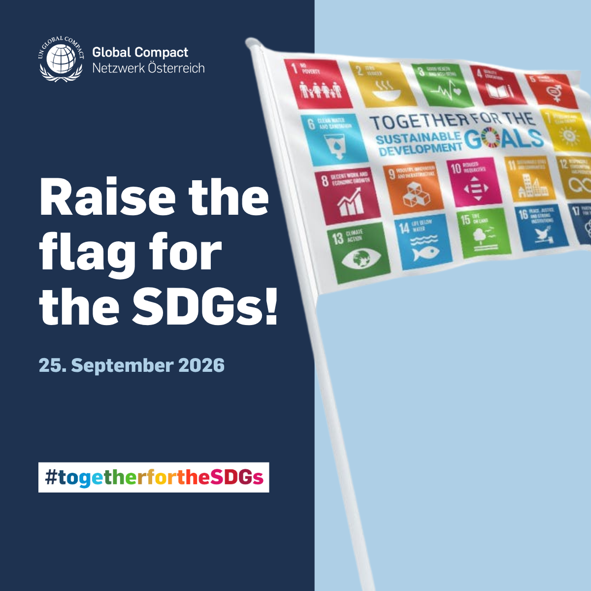Instagram Visual "Raise the flag for the SDGs!" Flagge mit den Icons aller SDGs