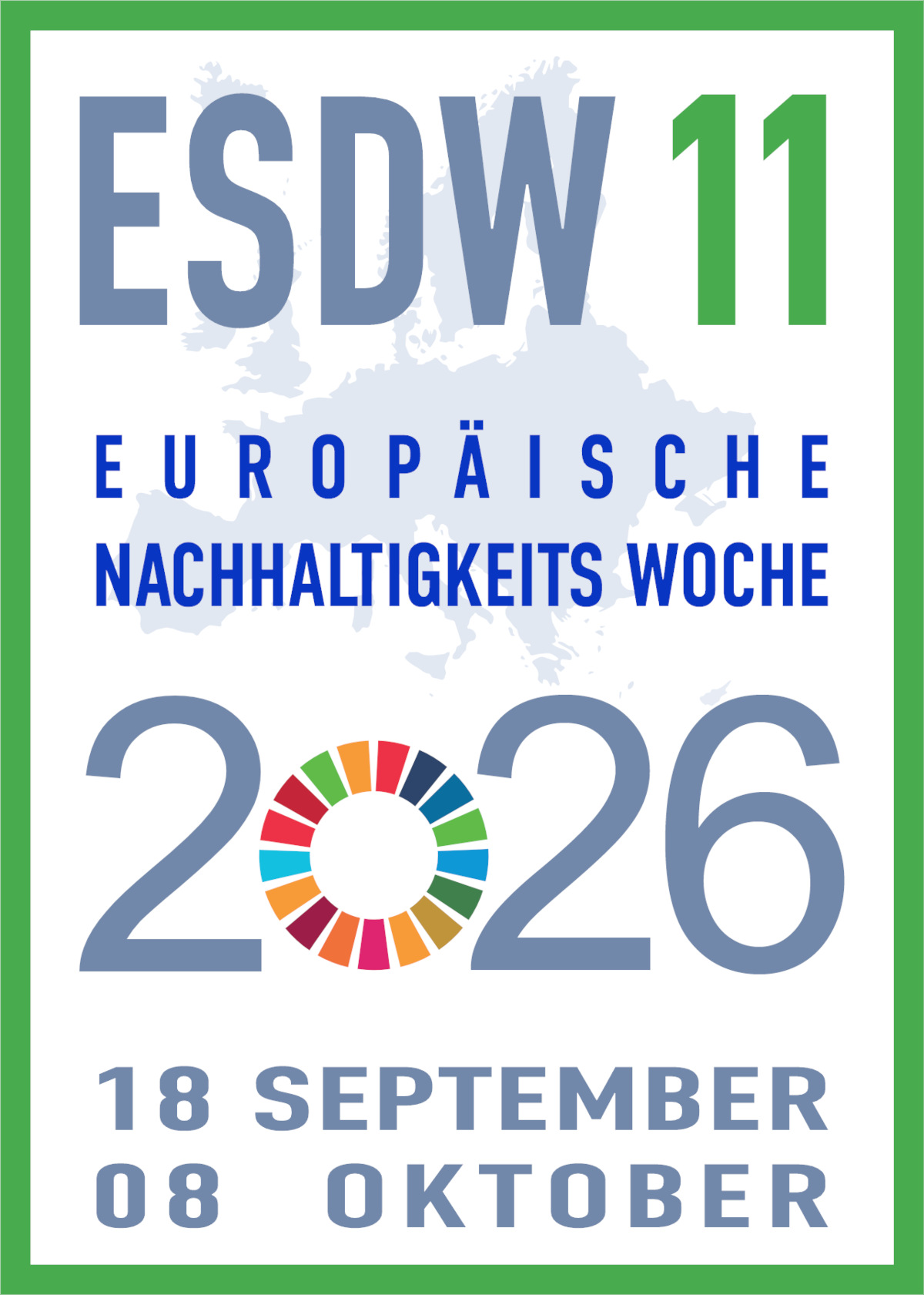 Visual: ESDW 11, Europäische Nachhaltigkeitswoche 2026, 18. September bis 8. Oktober 2026
