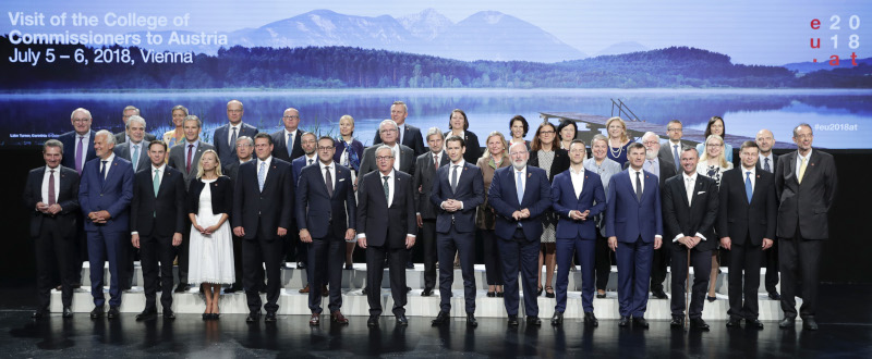 Die Bundesregierung beim Besuch der EU-Kommission im Rahmen des österreichischen EU-Ratsvorsitzes © BKA/Andy Wenzel 