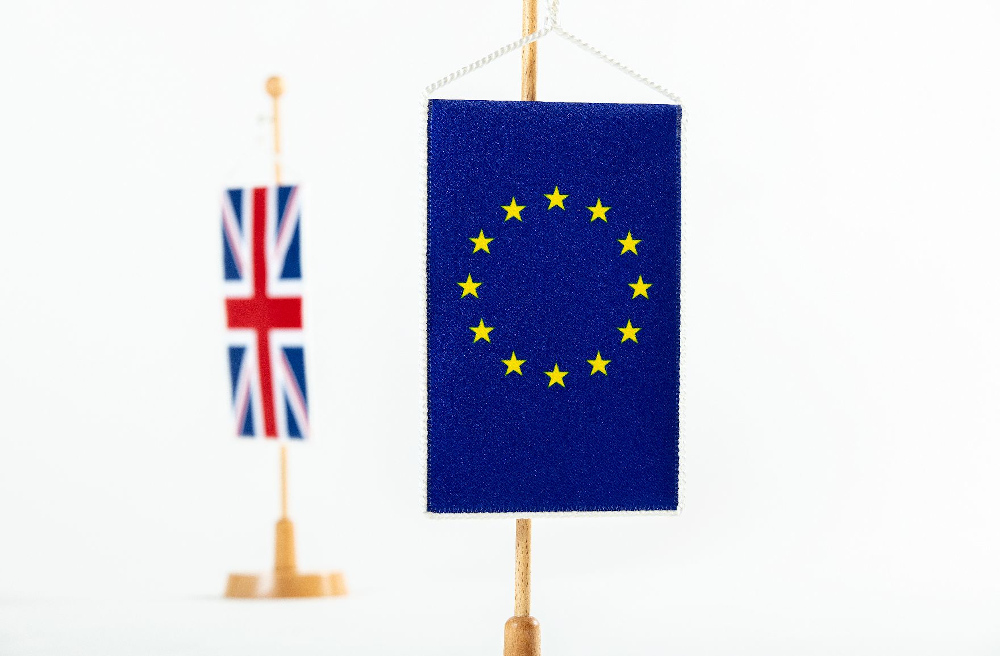 Wimpel Fahne des Vereinigten Königreichs und der Europäischen Union