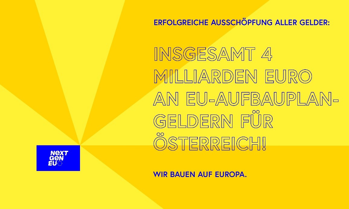 Insgesamt 4 Milliarden Euro an EU-Aufbauplan-Geldern für Österreich! - Informationsbild