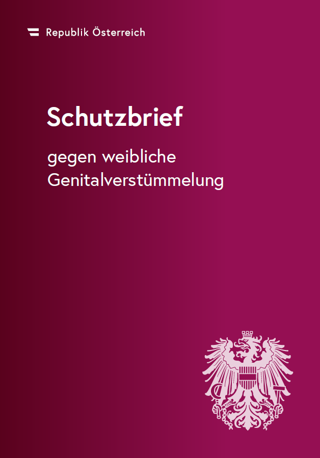 Text: Republik Österreich, Schutzbrief gegen weibliche Genitalverstümmelung
