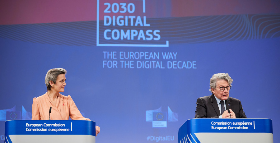 PressekonferenzMargrethe Vestager und Thierry Breton