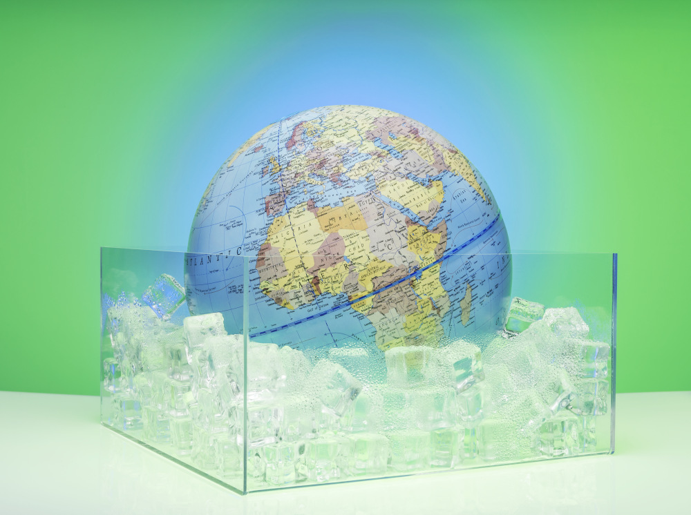 Globus in einem Eisbad