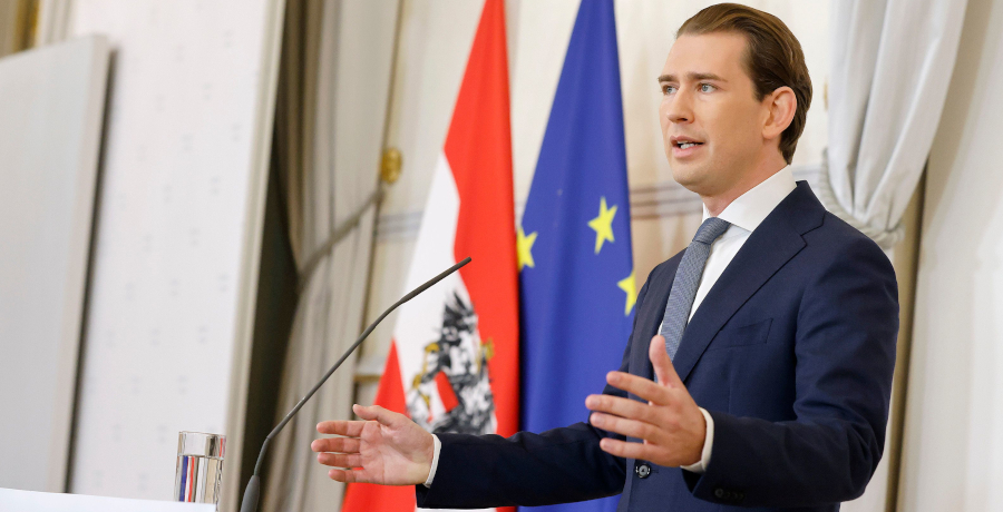 Bundeskanzler Kurz bei Pressstatement zu Rücktritt